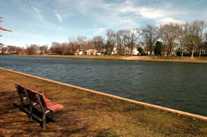 Hendrickson Lake in Valley Stream. I can't take a boat on it and my dog can't jump in it, but it's nice enough to look at, and a good place for a bike ride or a walk. And it's a just a couple of sewer pipes away from Duffy's Creek